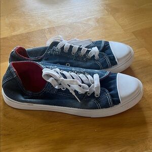 Denim Sneakers with White Laces